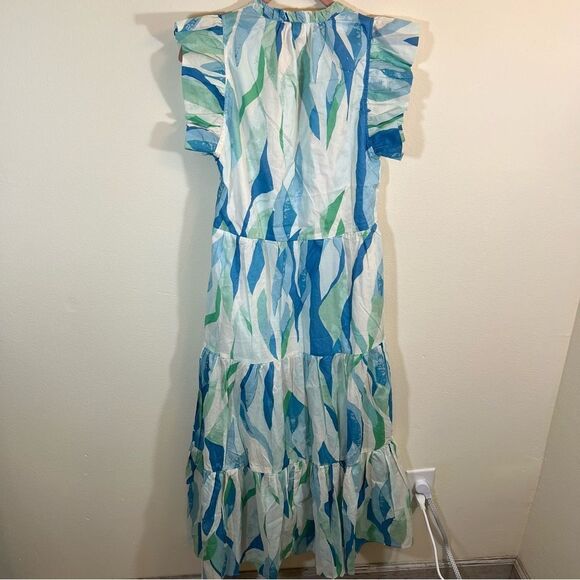 Elan Women’s Blue Green Ruffle Midi Dress Small NWT - Picture 11 of 13
